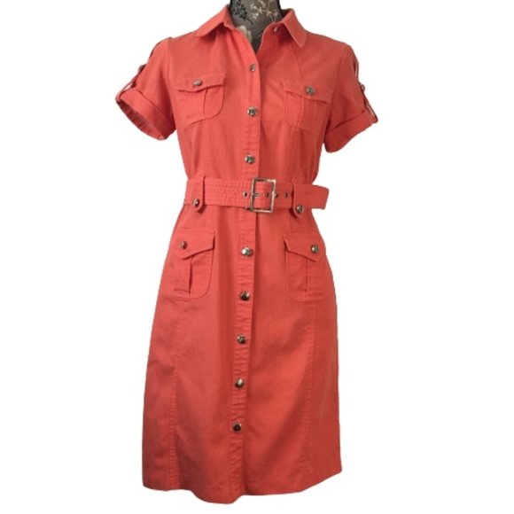 dressbarn Dresses & Skirts - Dressbarn Women Orange-pinkish Size 6 Short Sleeves Casual/Work/Partywear Dress